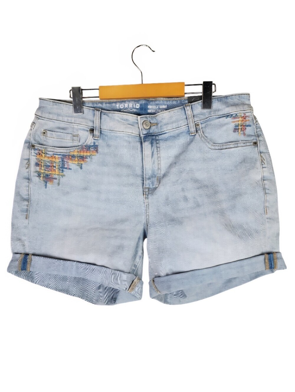 Torrid Vintage Stretch Perfect Jean Short Embroidered Light Wash Size 14